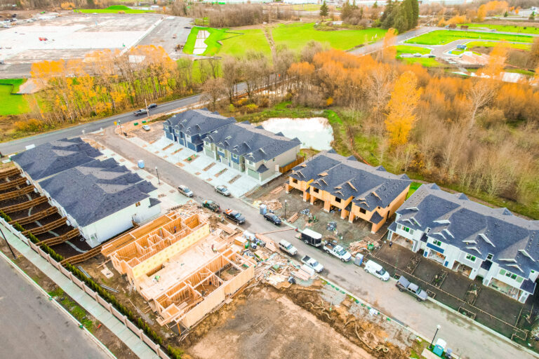 Townhome buildings framing and finishing at The Crossing